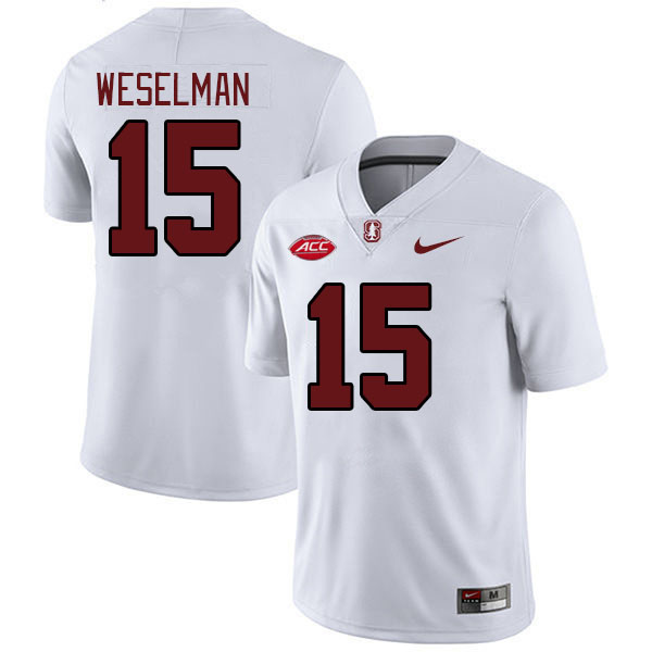 Men #15 Connor Weselman Stanford Cardinal 2024 ACC Conference College Football Jerseys Stitched-Whit